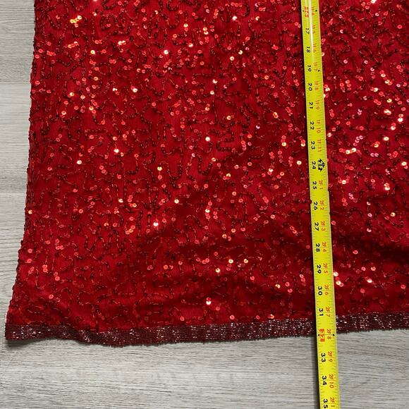 100% Pure Silk Plus Size Red Glittler Set Sequin Christmas Size 26W - Picture 7 of 10
